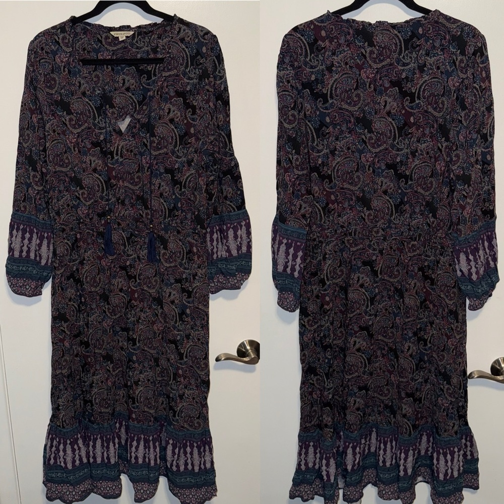 FRYE AND CO. Paisley Long Sleeve Dress - Purple and Blue